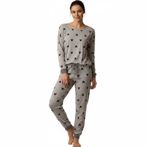 Disney Women’s Pajama Set Small Gray Mickey Mouse Print Loungewear